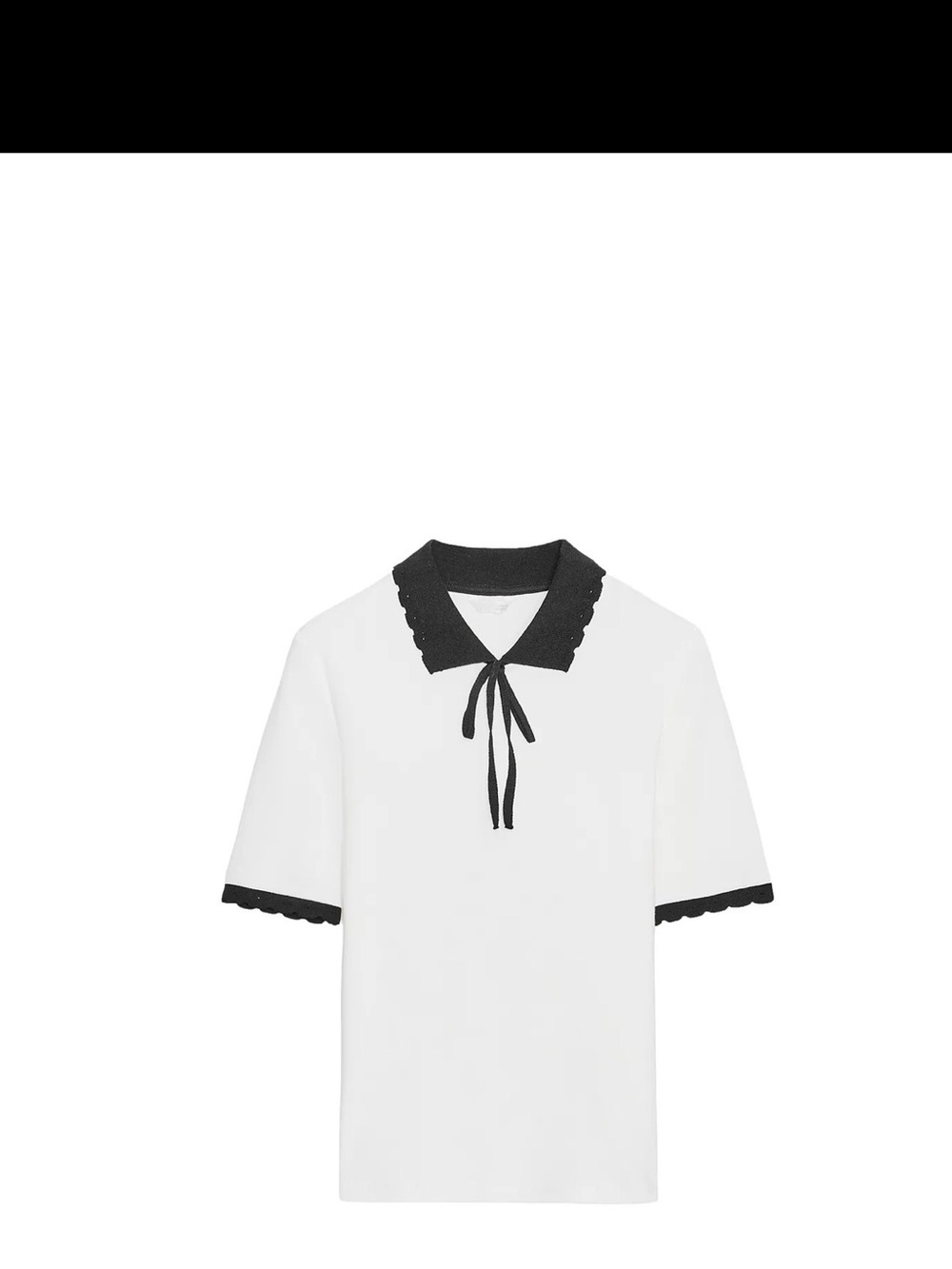 Contrast collar bow tee shirt large